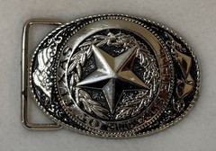 Men’s Silver Metal Oval Texas Lone Star Floral Western Belt Buckle 1.5&Prime; USA