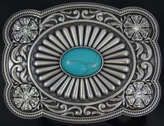 Nocona Western BLAZIN ROXX SILVER PLATED TURQUOISE STONE Belt BUCKLE 37974