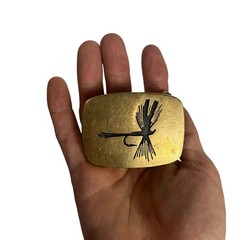 BTS Solid Brass Fly Fishing Mayfly Antique Western Belt Buckle 1970s Made in USA