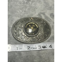 Vintage Moosehead Lake Maine Belt Buckle Silver Tone Moose Souvenir Retro