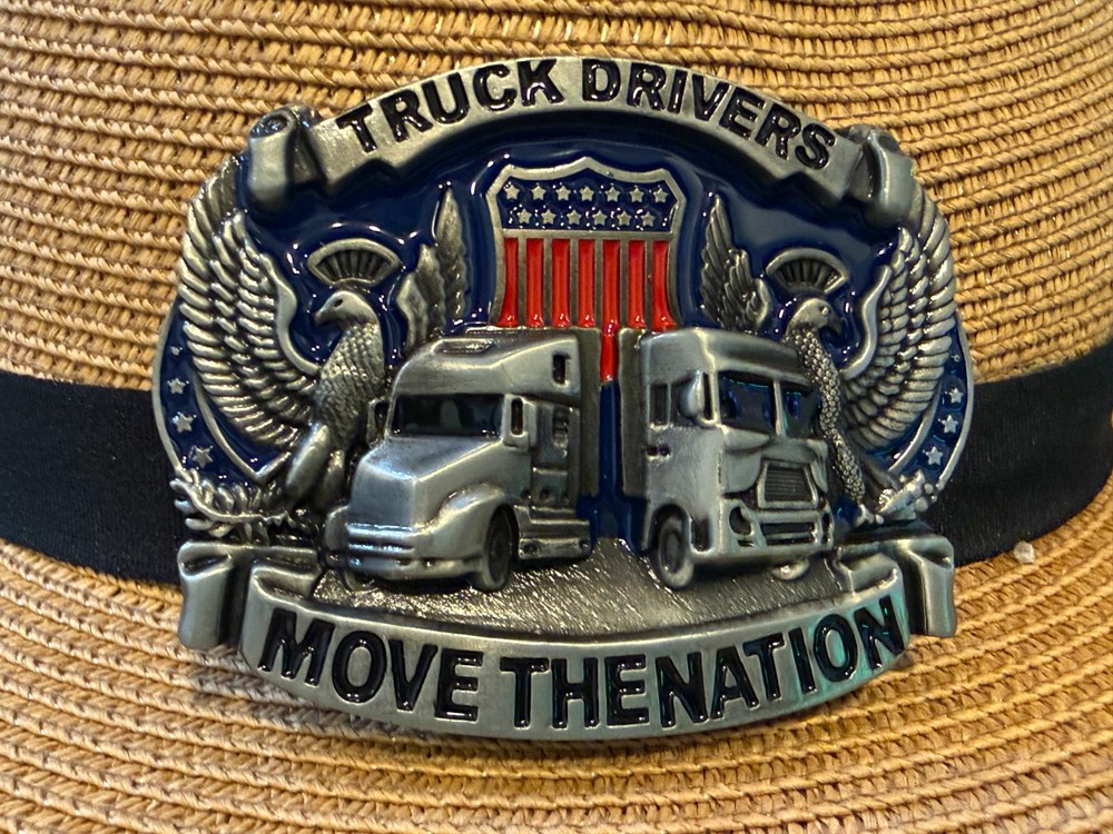 Antiqued Silver Truck Drivers Move The Nation Belt Buckle