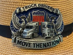 Antiqued Silver Truck Drivers Move The Nation Belt Buckle