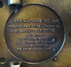 Curtis Machine Co Dodge City Kansas The Stagecoach Lines Brass Belt Buckle 1980