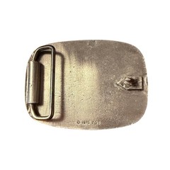 Vtg 1976 R&S Covered Wagon Horse Western Brass Tone Belt Buckle Rope Edge