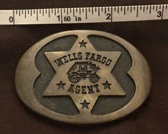 *** VINTAGE Wells Fargo Commemorative 125th Anniversary Brass Belt Buckle