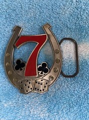 NOS LUCKY 7 HORSESHOE BELT BUCKLE NEW FITS 1 1/2&Prime; BELT