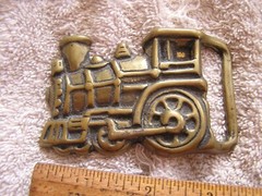 Vintage Belt Buckle Brass Locomotive Train
