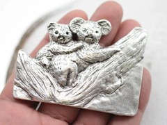 Koala Bear with Baby Silver Tone Belt Buckle for Jeans Leather Belt
