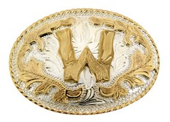 Initial Letter W Belt Buckle Alphabet w Monogram Western Cowboy Rodeo Style New
