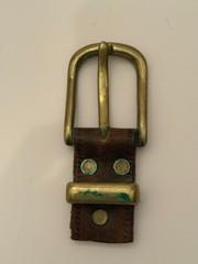 2 Vintage Brass Square & Oval Center Bar Pin Buckle for Belt Strap
