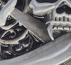 Unbranded Silver And Black Metal Skull w/ Swords Belt Buckle