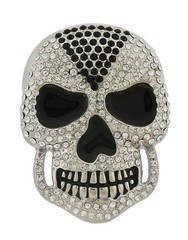 Skull Jim Jones Belt Buckle Blinged Out Silver Tattoo Halloween Costume Fashion