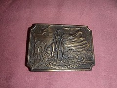 Belt Buckle Pioneer Cowboy Tall in the Saddle Brass Buckle Vintage