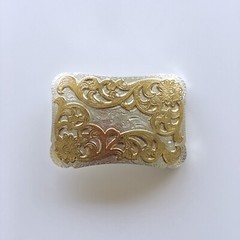 Double Plated Color Western Flower Cowboy Cowgirl Solid Brass Belt Buckle