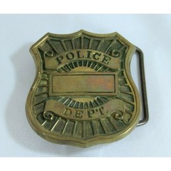 Vintage 1978 Baron Buckles Solid Brass Police Dept Shield Belt Buckle 6073