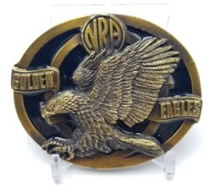 NRA Golden Eagles Brass Black Enamel Belt Buckle in Original Box
