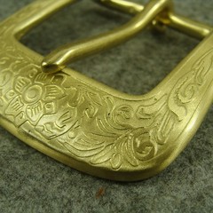 Solid Brass  » Floral  » Tongue Pin Belt Buckle + Loop for 1.5“ width Belt Z340