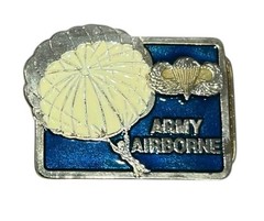 Army Airborne Belt Buckle Blue Enameled Parachute Military Mens 3&Prime;