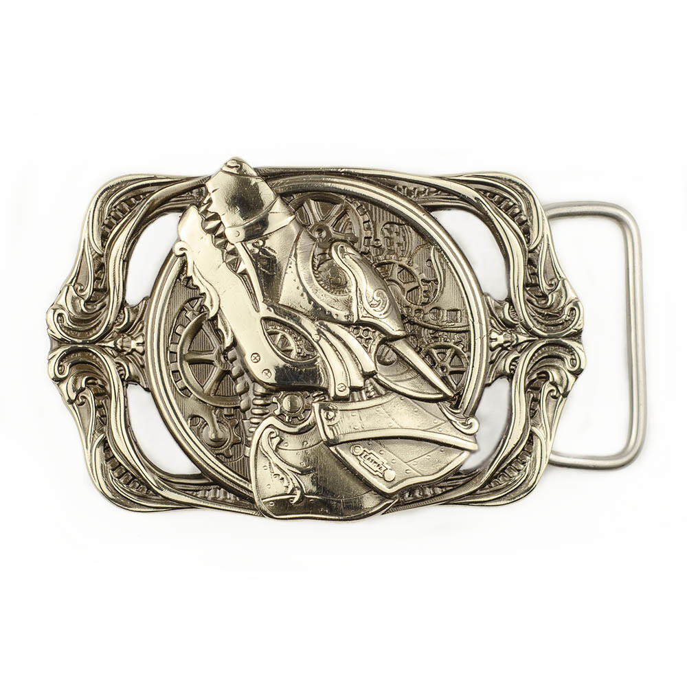 German silver belt buckle Steampunk Wolf, sculptural art wolf belt buckle