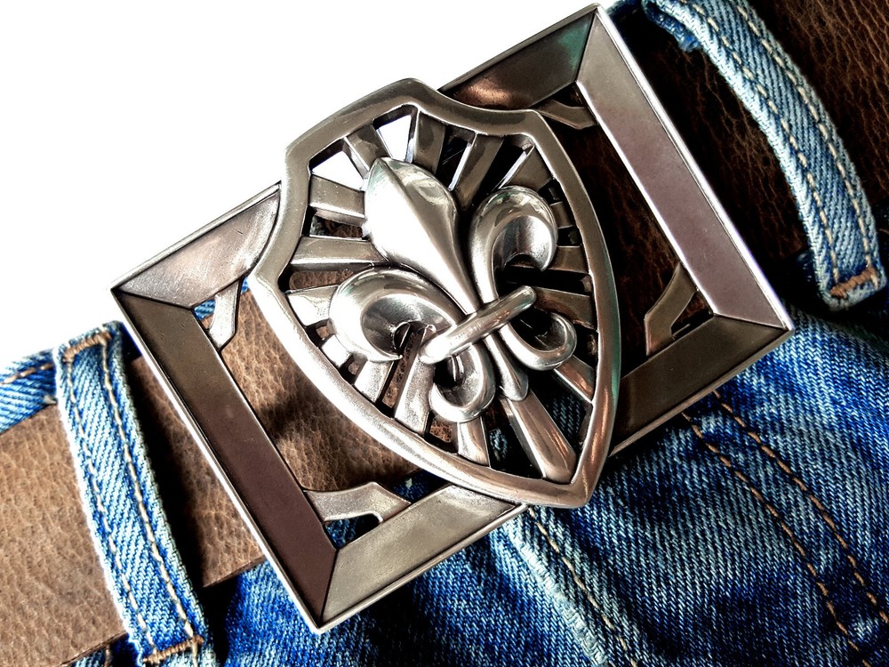 Belt Buckle Lily Crest Ornament Medieval Fleur De Lis Vintage 4cm
