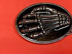 Skeleton Hand Fingers Bones Raised Claw Fingers Gothic Black Oval Belt Buckle