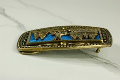 Stag and Trees in Moonlight brass belt buckle western