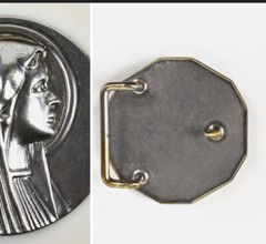 Virgin Mary Vintage Belt Buckle – White And Silver