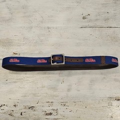 Jack Mason Old Miss Rebels Needlepoint Belt – Size 42×1.15&Prime;