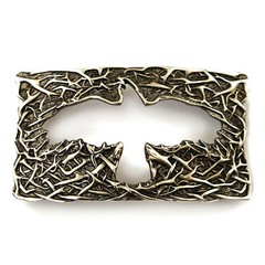 German silver belt buckle Crow, Handmade belt buckle, Mythical black bird buckle