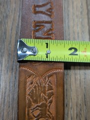 Vintage ~ John Wayne Hand Tooled Leather Belt w/ Solid Brass JW American Buckle
