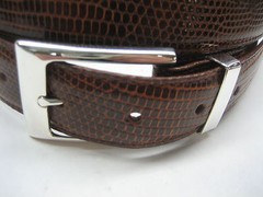 Sterling silver 925 two piece buckle set and Genuine Lizard 30 mm belt U.S.A..