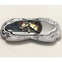 Bronze Horse And Horseshoe Embossed Silver Tone Belt Buckle Western