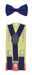Kids Toddler NAVY SUSPENDERS And BOW TIE Matching Set suspenders