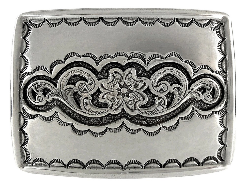Western Cowboy/Cowgirl Rodeo Engraved Antique Silver Southwestern Buckle