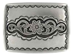 Western Cowboy/Cowgirl Rodeo Engraved Antique Silver Southwestern Buckle