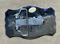 Western Horse Belt Buckle Silver Tone Engraved Cowboy Rodeo 1.5” Strap