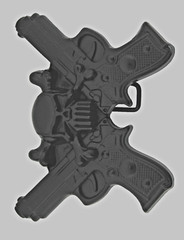 Skull Belt Buckle Guns Black Metal Emblem Pirate Halloween Costume New Men Women