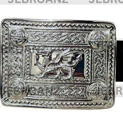 Men Scottish Kilt Belt Buckle WELSH DRAGON Brass Chrome/Antique Finish