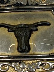 Vintage Longhorn Belt Buckle Metal Cow Steer Distressed Western