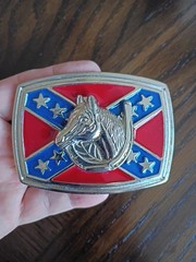 Red White Blue Stars Horse Shoe Belt Buckle New