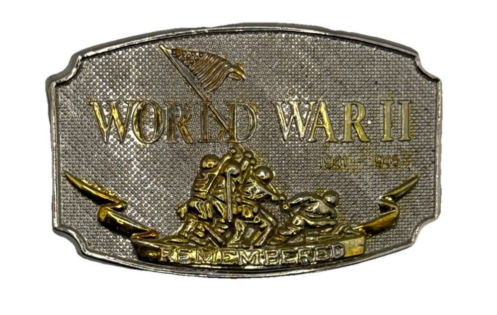 Vintage 1992 World War 2 WW2 USMC Marines Remembered Commemorative Belt Buckle