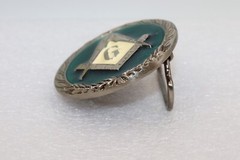 FREEMASON « G » BELT BUCKLE with Green Enamel Men’s Belt Buckle-Masonic 2008