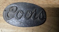 vintage 1970s belt buckle COORS bronze BRASS western BRUTALIST handcrafted FOLK
