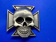 Skull Head Celtic Iron Cross Cutout Gothic Punk Biker 3D Dimensional Belt Buckle