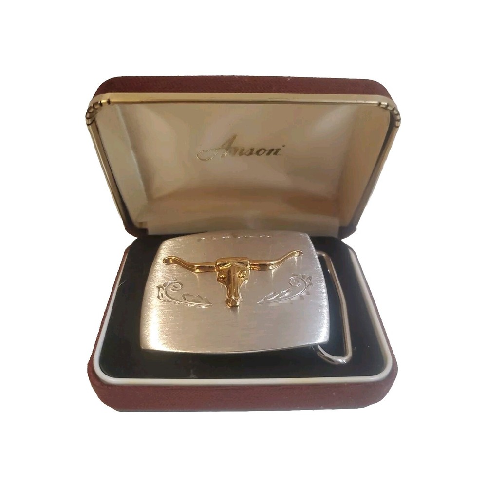 Vintage Anson belt buckle Cowboy,2 Tone Color,Silver & Gold. Unused.