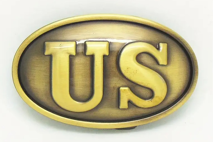 NEW AMERICA CIVIL WAR ERA US GOLD USA ARMY PATRIOTIC BELT BUCKLE