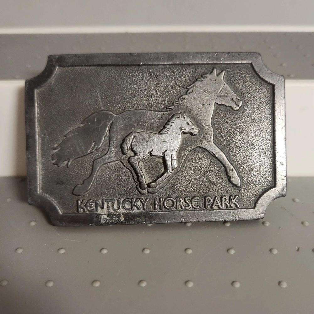 Kentucky Horse Park Belt Buckle By Hit Line U.S.A. Horse And Colt Shadow 3D