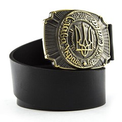 Brass belt buckle Glory to Ukraine!, National Ukrainian trident belt buckle