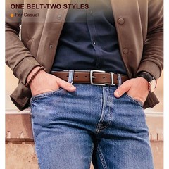 BULLIANT 1pc Men&rsquo;s 32&Prime;-34&Prime; Reversible Belt Adjustable 1.25&Prime; Cut For Fit 2 Side