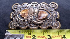 WESTERN COWBOY BOOTS FLORAL BELT BUCKLE INSERT DARK BRONZE BRASS TONED